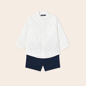 Mayoral White Shirt with Navy Dots